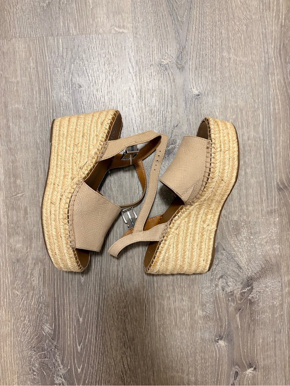 Franco Sarto Taupe Espadrille Wedge Sandals